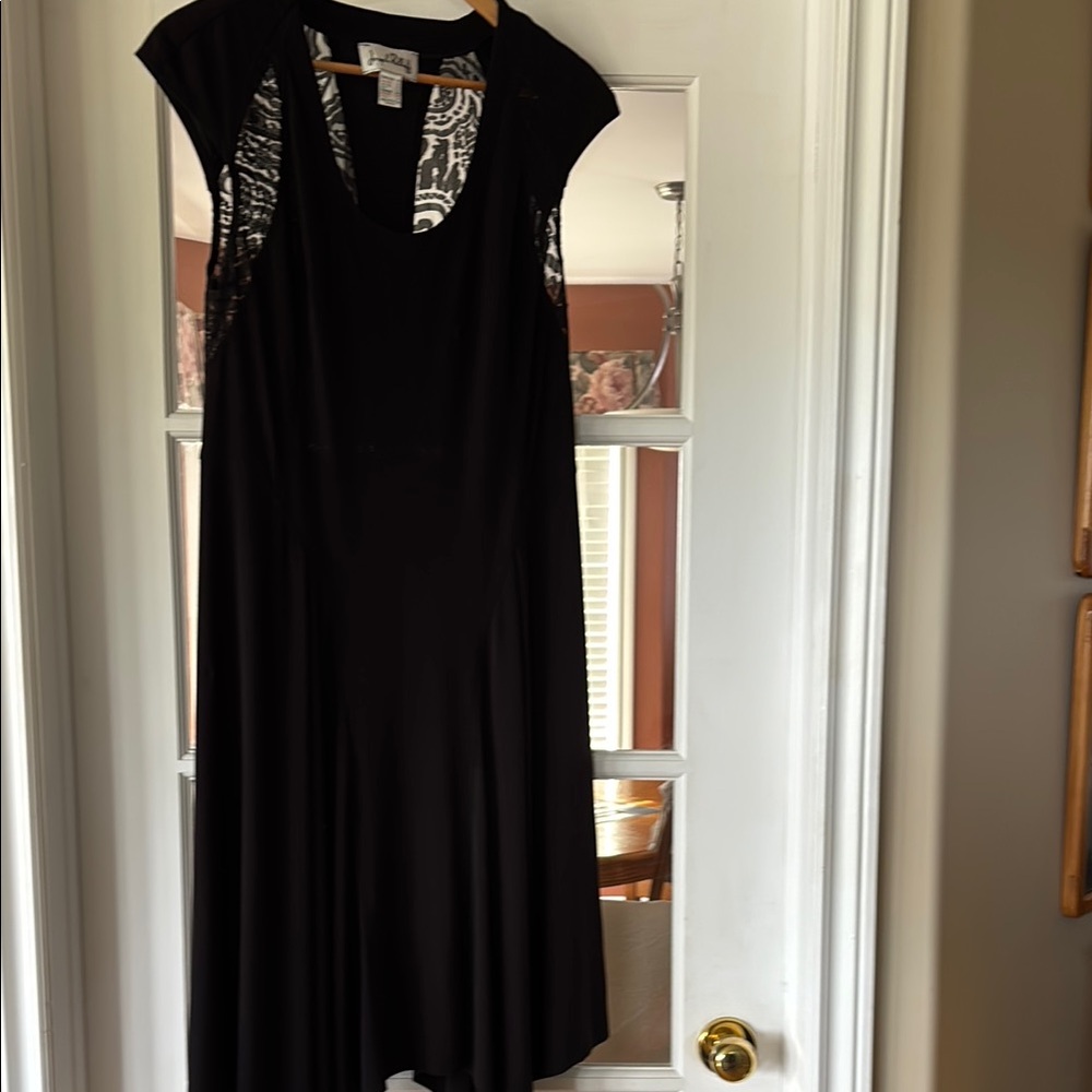 Black Midi Dress with Lace Accents Joseph Ribkoff 14